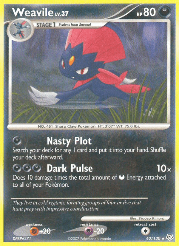 Weavile 40/130 Diamond & Pearl English Pokémon card