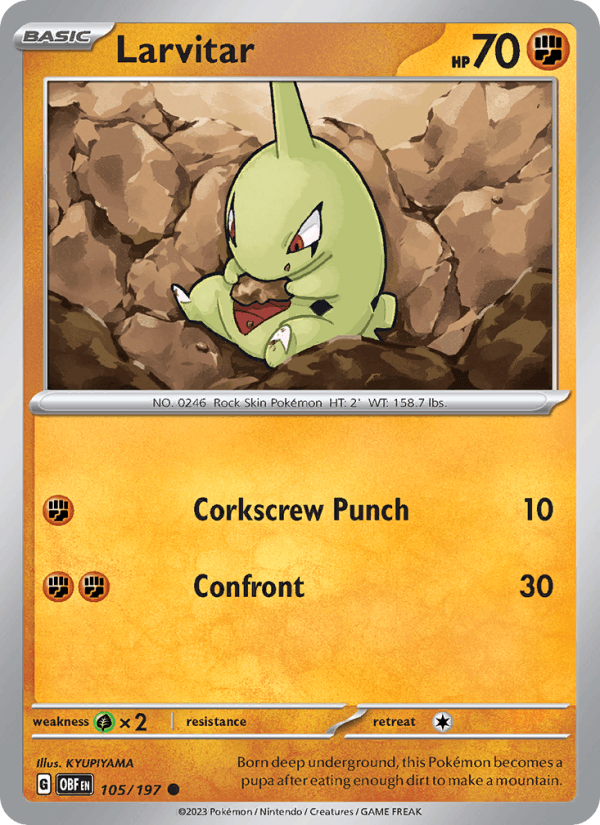 Larvitar 105/197 Obsidian Flames English Pokémon card