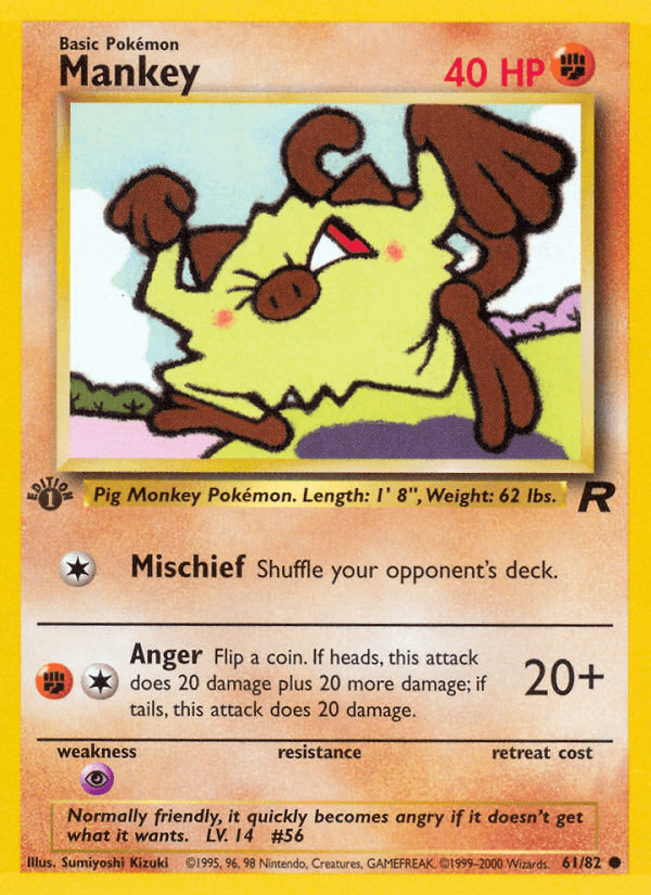 Mankey 61/82 Team Rocket English Pokémon card