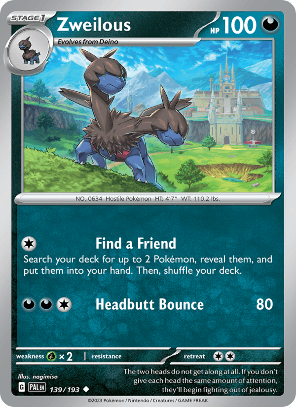 Zweilous 139/193 Paldea Evolved English Pokémon card
