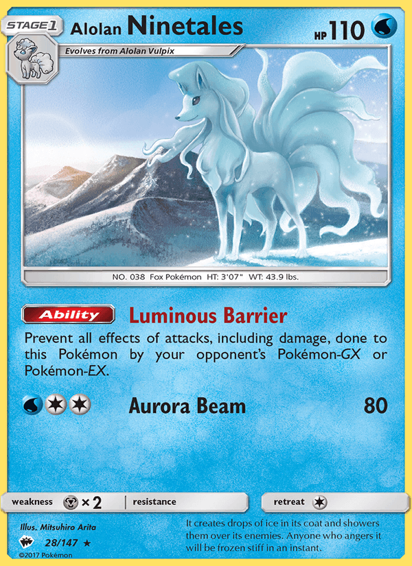Alolan Ninetales 28/147 Burning Shadows English Pokémon card