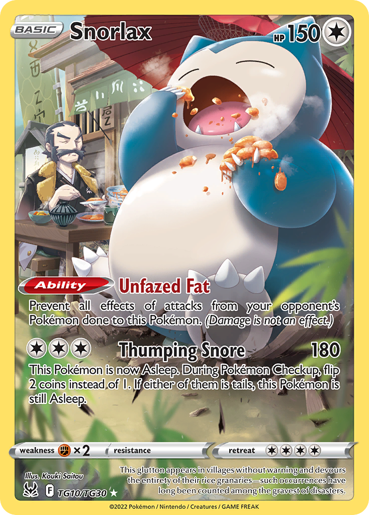 Snorlax TG10/TG30 Lost Origin Trainer Gallery English Pokémon card