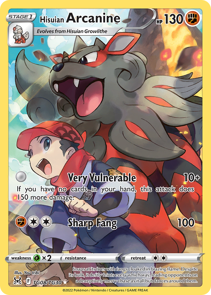 Hisuian Arcanine TG08/TG30 Lost Origin Trainer Gallery English Pokémon card