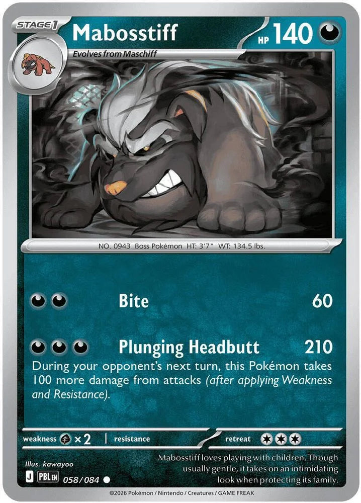 Mabosstiff 58/84 Pitch Black English Pokémon card
