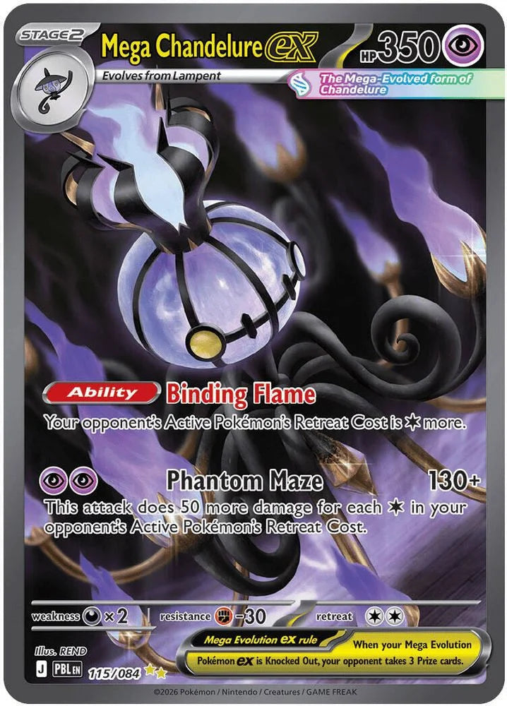 Mega Chandelure ex 115/84 Pitch Black English Pokémon card
