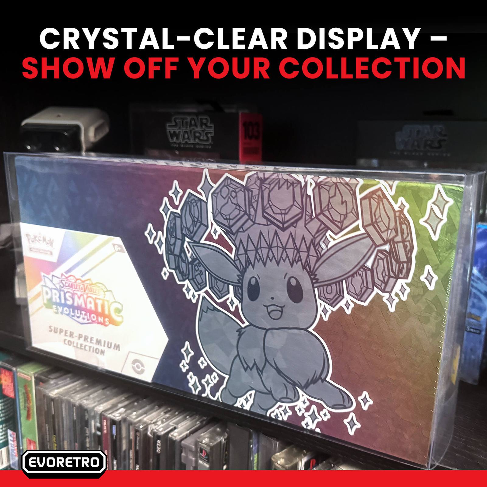 EVORETRO Pokémon Prismatic Evolutions Super Premium Collection PET Protectors – 2 Pack – exact product image